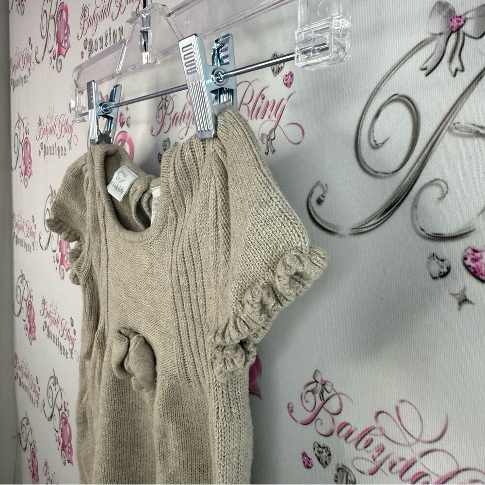 Koala Kids dress knitted warm cozy rose bud Cream Knit Dress with Bow Accent - Picture 7 of 14